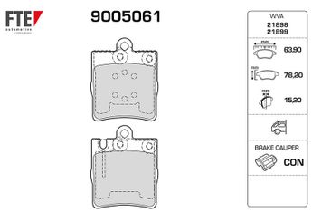 Fren Disk Balata Arka FTE 9005061  54201920 24205220 0024205220 34202820 0034202820 34205220 0034205220 0054201920 A0024205220 A0034202820 A0034205220 A0054201920