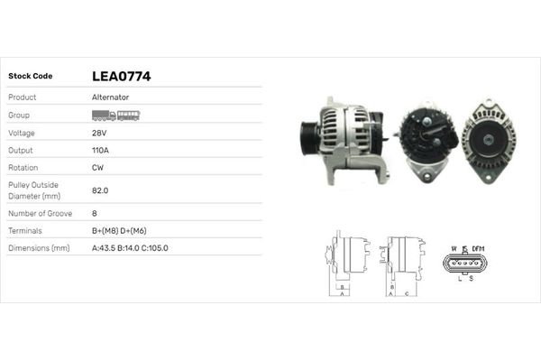 Alternatör  LUCAS ELEKTRIK LEA0774