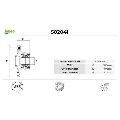 Teker Rulmanı Arka Sağ veya Sol Ford Transit P.Van Uzun Şasi (FY)(2000->)  VALEO 502041