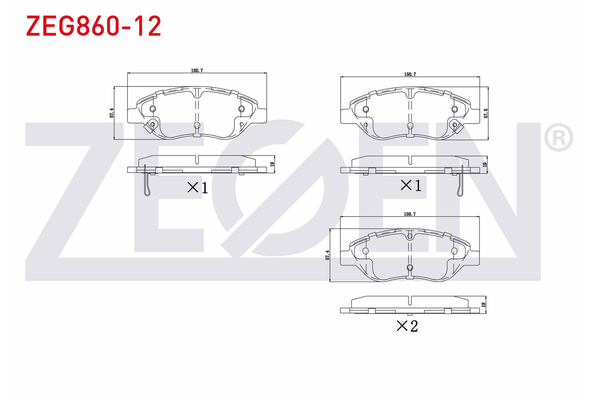 Fren Disk Balata Ön Fiat Egea (357) S.Wagon (2016->)  ZEGEN ZEG860-12