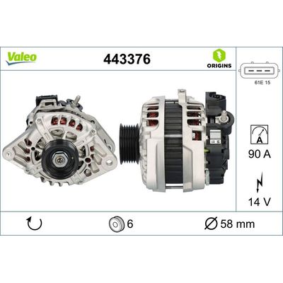 Alternatör  Hyundai Accent Blue (SB)(08.2011->)  VALEO 443376