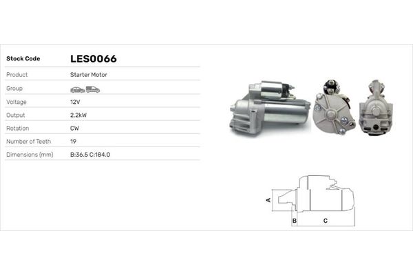 Marş Dinamosu  Ford Transit P.Van Orta boy Şasi (FY)(2000->)  LUCAS ELEKTRIK LES0066