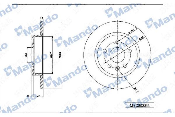 Fren Disk Ayna Arka Sağ ve Sol Chevrolet Cruze (2009->)  MANDO MBC030044