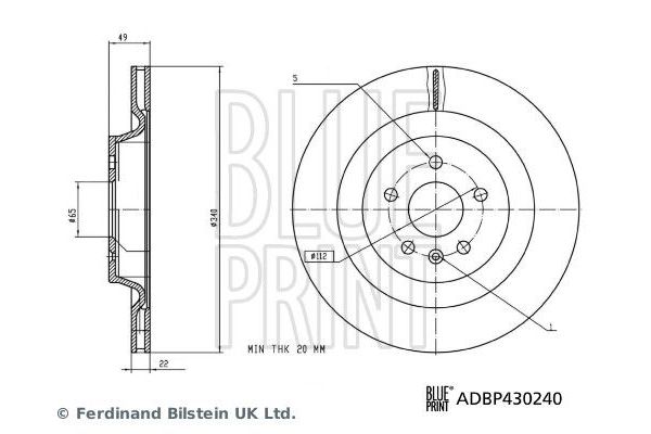 Fren Disk Ayna Arka Sağ ve Sol MG 4 (09.2022->)  BLUE PRINT ADBP430240