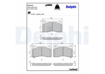 Fren Disk Balata Ön DELPHI LP3575  LP3575 45022T60A01 45022TGHA01 45022TGHA02 45022TGHA12 45022TV8E01 45022TV8E02