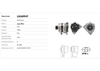 Alternatör  LUCAS ELEKTRIK LEA0947  LEA0947 1202262 1204180 13502595 13579667