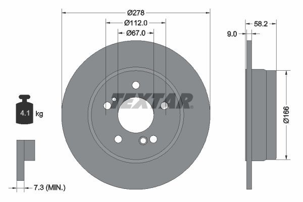 Fren Disk Ayna Arka Sağ ve Sol Mercedes SL Roadster (BM 129)(04.1993->)  TEXTAR 92058000