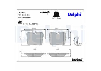 Fren Disk Balata Arka DELPHI LP3617  LP3617 34207883269 34207883273 34208092823 34208093737 34216885187 34216885362 34216893228 34217991043 34217991044