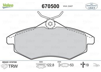 Fren Disk Balata Ön VALEO 670500  425345 1611457180 1617257080 425236 4252-36 425258 4252-58 4253-45 425369 4253-69 425384 4253-84 E172285