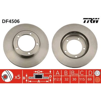 Fren Disk Ayna Ön Sağ ve Sol Toyota Land Cruiser (J10)(1998->)  TRW DF4506