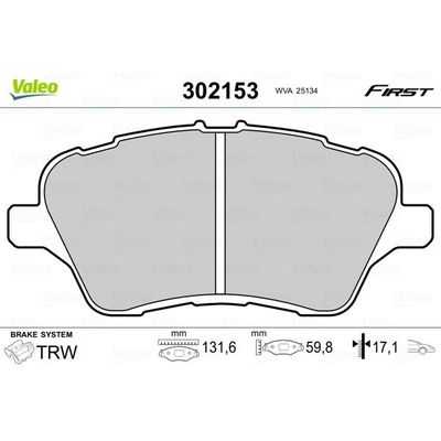 Fren Disk Balata Ön Ford B-MAX (CB2)(2012->)  VALEO 302153