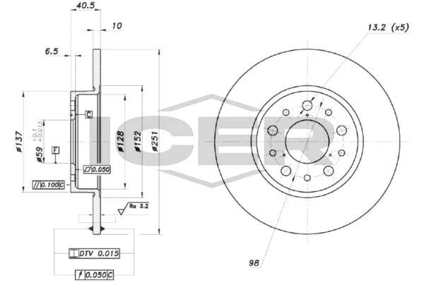 Fren Disk Ayna Arka Sağ ve Sol FIAT ORJINAL 52067390