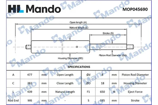 Bagaj Amortisörü Sağ veya Sol Opel Astra J Sports Tourer (08.2010->)  MANDO MOP045690