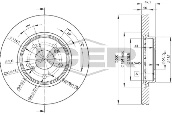 Fren Disk Ayna Ön Sağ ve Sol Honda Accord Tourer (CN/CM)(01.2003->)  MAHER 03618