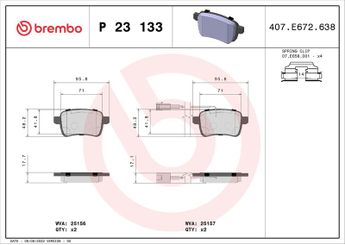 Fren Disk Balata Arka BREMBO P 23 133X  77365357 0000077365357 71770092