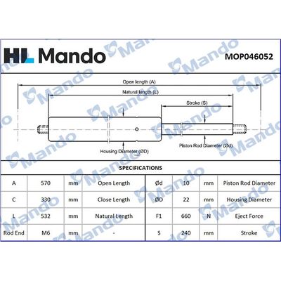 Bagaj Amortisörü Sağ veya Sol MANDO MOP046052