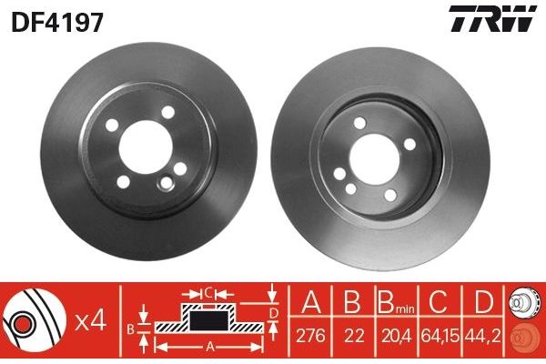 Fren Disk Ayna Ön Sağ ve Sol MINI Cabrio (R52)(2004->)  TRW DF4197