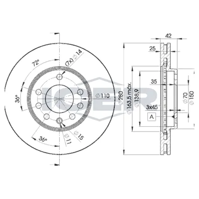 Fren Disk Ayna Ön Sağ ve Sol MGA 50129