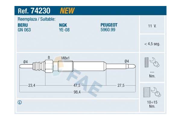 Isıtma Bujisi  Peugeot 4007 (06.2007->)  EYQUEM G88