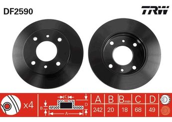 Fren Disk Ayna Ön Sağ ve Sol TRW DF2590  4020690J01 40206-90J01