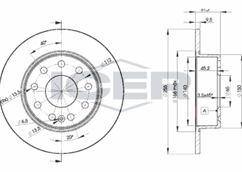 Fren Disk Ayna Arka Sağ ve Sol MGA 50276C  1K0615601AB 1K0 615 601 AB 1K0615601K 1K0 615 601 K