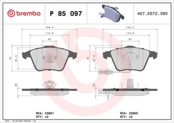 Fren Disk Balata Ön BREMBO P 85 097  4F0698151D 480698157R 4F0698151B 4F0698151K 4F0698151Q 8E0698151C