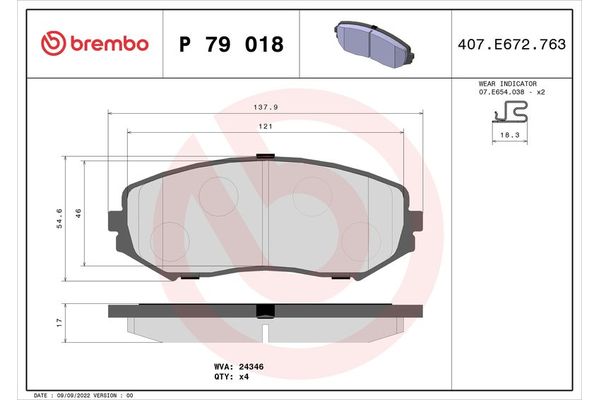 Fren Disk Balata Ön BREMBO P 79 018