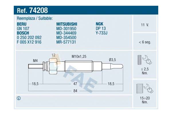 Isıtma Bujisi  Mitsubishi Space Wagon (N30/N40)(1991->)  ET1 EC664
