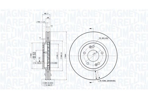Fren Disk Ayna Ön Sağ ve Sol Hyundai Santa Fe (SM)(2001->)  MAGNETI MARELLI 360406087900