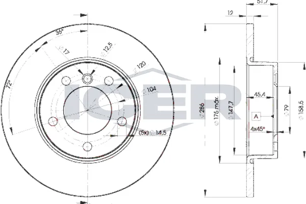 Fren Disk Ayna Ön Sağ ve Sol BMW 3 Serisi Compact (E36)(1994->)  MGA 50484