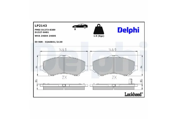 Fren Disk Balata Ön Chrysler Grand Voyager (RT)(2008->)  DELPHI LP2143