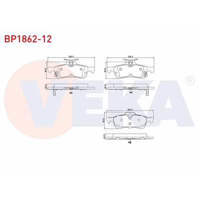 Fren Disk Balata Arka Toyota Yaris (KSP9/SCP9/NLP9)(2006->)  VEKA BP1862-12