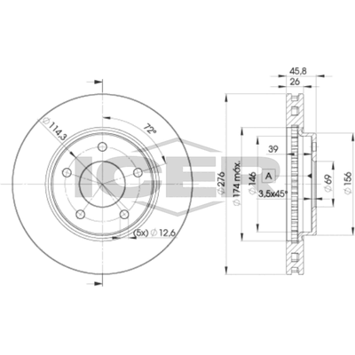 Fren Disk Ayna Ön Sağ ve Sol Mitsubishi Lancer Sportback/ 5 Kapı (CX0)(10.2008->)  MGA 50287