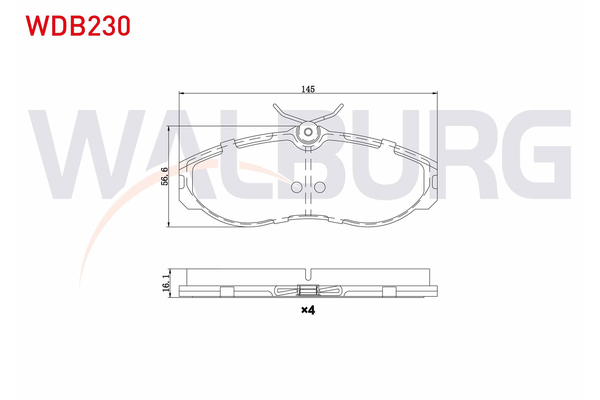 Fren Disk Balata Ön Nissan Vanette Cargo (HC23)(05.1995->)  WALBURG WDB230