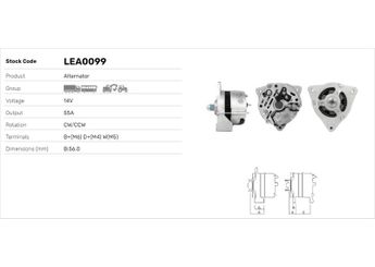 Alternatör  LUCAS ELEKTRIK LEA0099  LEA0099 5710916 3218544EX 3218544R91 6854980 1516564R X830060020 61541602 0061541602 101542602 0101542602 A0041512626 605710100149 6205473