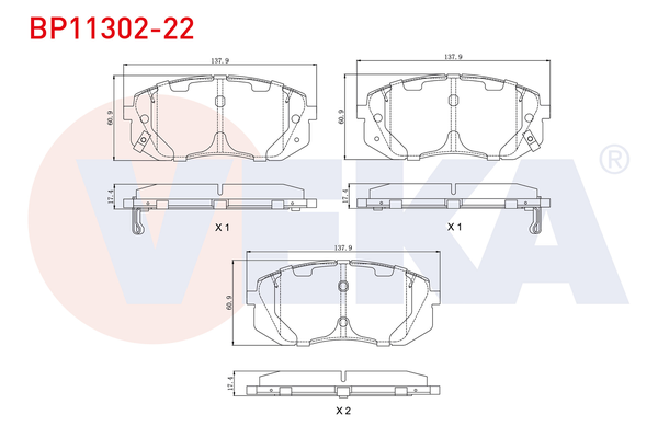 Fren Disk Balata Ön Kia Sportage (SL)(2010->)  VEKA BP11302-22