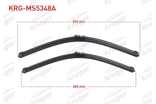 Silecek Süpürgesi Ön  530/480 mm - 21/19 inç Volkswagen Polo IV (9N1)(11.2001->2005)  KRUGER MS5348A