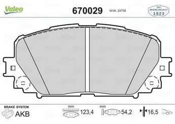 Fren Disk Balata Ön VALEO 670029  446552270 446552240 446552310 04465-52240 04465-52310 04465-52270 446552300 04465-52300