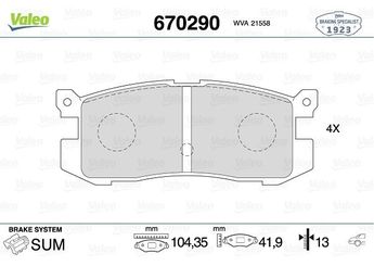 Fren Disk Balata Arka VALEO 670290  3395842 F32Z2200B E92Z2200A F32Z-2200-B GJ252648ZA GJ25-26-48ZA GJ872648ZA GJ87-26-48ZA GJY72648Z GJY7-26-48Z GJY72648Z9A GJY7-26-48Z9A