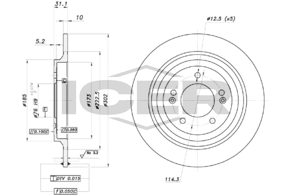 Fren Disk Ayna Arka Sağ ve Sol Hyundai Tucson (TL)(09.2015->)  FRENBU 16609