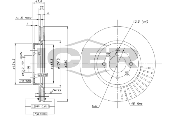 Fren Disk Ayna Ön Sağ ve Sol Hyundai i20 (BC3)(08.2020->)  MGA 50489