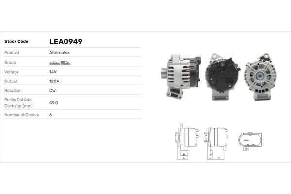 Alternatör  LUCAS ELEKTRIK LEA0949