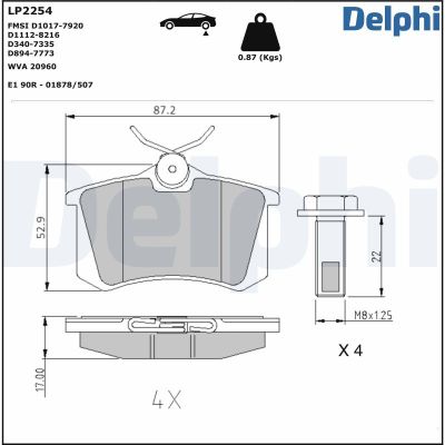 Fren Disk Balata Arka Skoda Scala (NW1)(01.2019->)  DELPHI LP2254