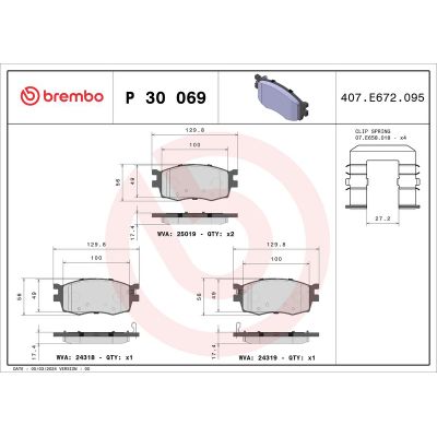 Fren Disk Balata Ön Hyundai i20 (PB)(05.2012->)  BREMBO P 30 069