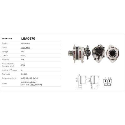 Alternatör  LUCAS ELEKTRIK LEA0570