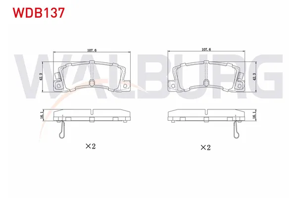 Fren Disk Balata Arka Toyota Avensis (T22)(1998->)  WALBURG WDB137