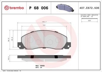 Fren Disk Balata Ön BREMBO P 68 006  7701203918 4403271 4403272 9111271 9111272 7701201044 7701202713 7701202956 7701203913