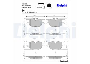 Fren Disk Balata Arka DELPHI LP3870  LP3870 T4A33131 T4A40668 LR122689