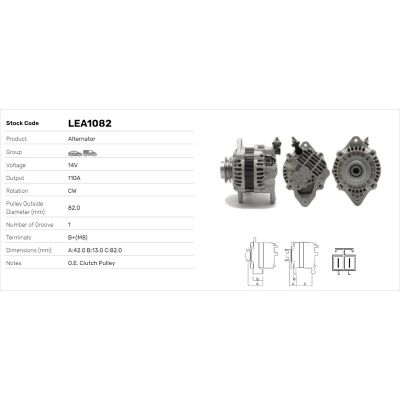Alternatör  LUCAS ELEKTRIK LEA1082