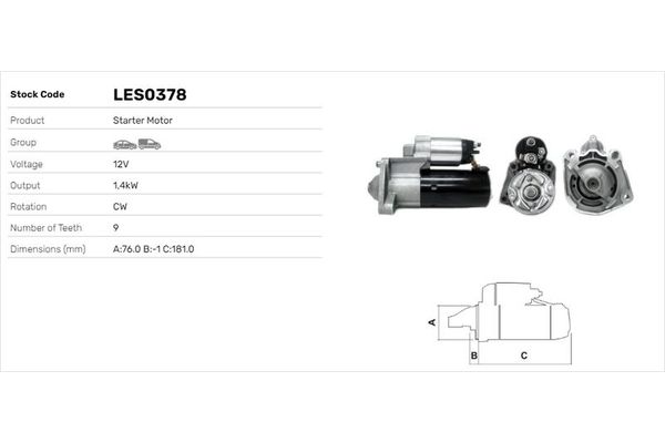 Marş Dinamosu  LUCAS ELEKTRIK LES0378
